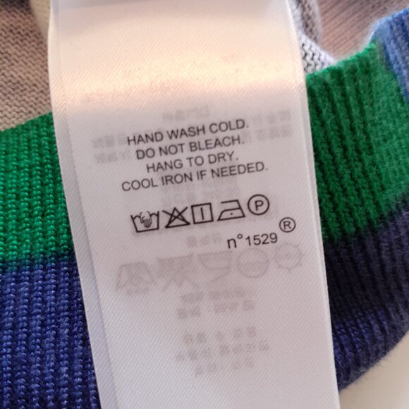 LRL Geometric Multi-Color Crewneck Sweater Cotton Viscose Blue Green Red Size L - Picture 11 of 12